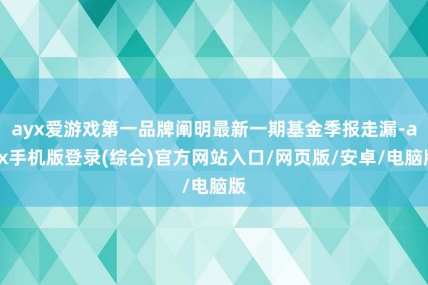ayx爱游戏第一品牌阐明最新一期基金季报走漏-ayx手机版登录(综合)官方网站入口/网页版/安卓/电脑版