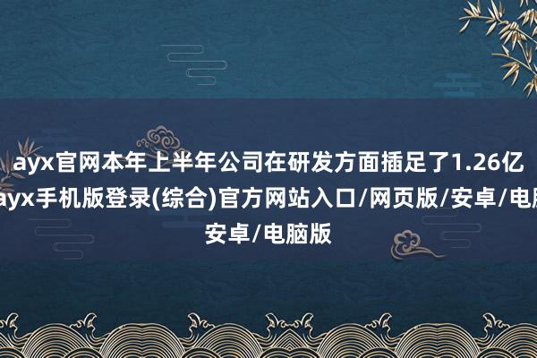 ayx官网本年上半年公司在研发方面插足了1.26亿元-ayx手机版登录(综合)官方网站入口/网页版/安卓/电脑版